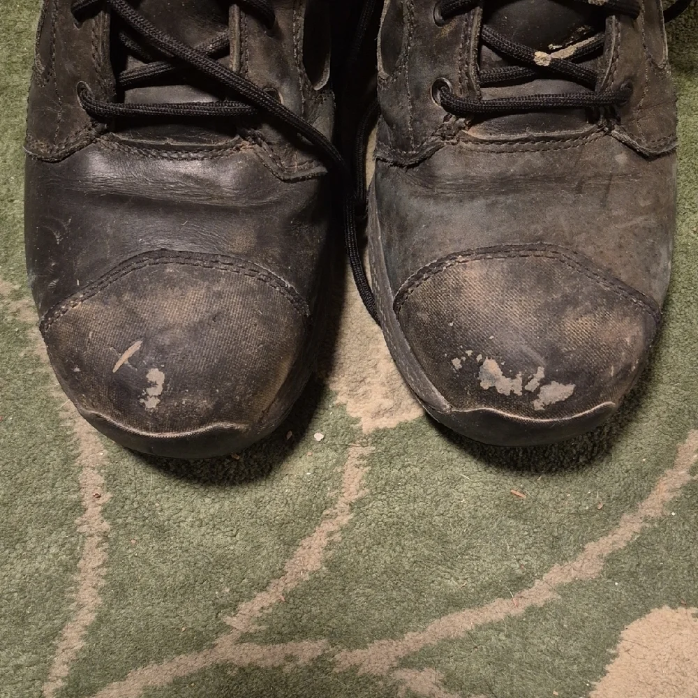 Red Wing Shoes Black Work Boots with Purple Lining